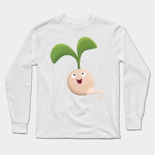 Cute happy seed sprout cartoon illustration Long Sleeve T-Shirt